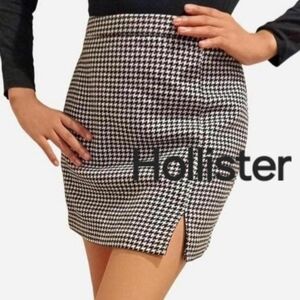 Hollister Black White Classic Houndstooth Mini Skirt Preppy Barbie Fall Winter